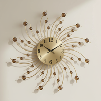 50cm Luxury Home Decor Quartz Needle Wall Clock Metal Living Room Creative Art Gift Fancy 3D Nordic Unique Crystal Diamond