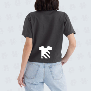 เสื้อยืดออกกำลังกายผ้าฝ้ายพรีเมียมปักลายแบบแบนคุณภาพสูงสำหรับผู้หญิง ทรงคลาสสิก หนา โอเวอร์ไซส์ แบบครอป - Product Image 3