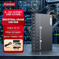 A -103 Sipolar Hub USB 3.0 de 10 Puertos, Divisor de Datos de Alta Velocidad de 5 Gbps, Hub USB de Aluminio para Computadora Portátil