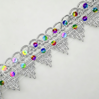 Dentelle triangulaire en soie argentée, écologique, à paillettes dorées, avec motifs papillon haute montagne et queue de phénix, tissée décorative