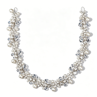 Serre-tête de mariée de luxe réglable en cristal argenté et perles, bandeau fleuri flexible, accessoires de coiffure de mariée