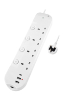 Prise de courant britannique 4 voies 13A 250V Protection contre les surtensions pour enfants avec interrupteur avec 2 types a 1 Type C Charge rapide Max.20W 3G1.25mm2x1.0m