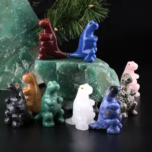 2.5英寸天然水晶可爱恐龙雕刻创意儿童家居摆设动物半宝石工艺品摆件