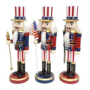 Soldat Casse-Noisette Américain Classique de 25 cm, Figurine Artisanale en Bois, Ornement pour Noël et Nouvel An - Product Image 2