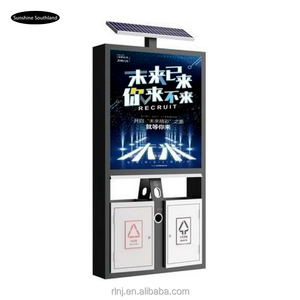 Customized spot Stainless steel recycl bin Kitchen garbage can Solar smart lighting trash Street Public facilities rubbish bin
