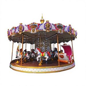 Hotfun Carrusel de Lujo de 24 Asientos para Interiores/Exteriores, Caballitos de Fibra de Vidrio Personalizables, Atracción Infantil con Certificación CE para Centros Comerciales - Product Image 1