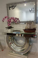 Table console en MDF simple et moderne de style européen avec miroir lumineux Table de couloir de luxe pour la maison, le salon, l'entrée, l'hôtel et l'appartement.