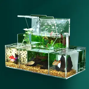 Zelfcirculerend Kweek-En Incubatievisvangst Acryl Zieke Vissen Isolatie Desktop Aquarium Goudvissen Aquarium Met 2.5W Pompen