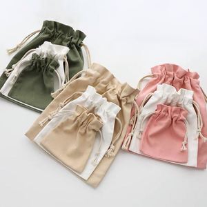 Low Moq Durable Custom Logo Printed Organic Cotton Canvas <b>Drawstring</b> Bag Jewelry <b>Pouch</b> - Product Image 3