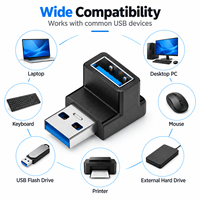 USB 3.0 Rechtwinkliger Adapter A-Stecker auf A-Buchse 90 Grad Nach Oben Verlängerungsanschluss 5 Gbit/s für Laptop PC
