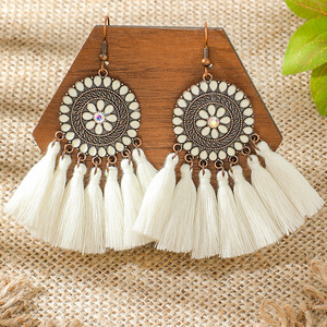 Bohemian Tassel <b>Drop</b> Earrings Alloy Antique <b>Bronze</b> Plated Women's Party Fashion Dangle Earrings - Product Image 2