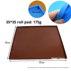 Tapis à rouler en silicone Planche à pâtisserie étanche et tapis à gâteau à la farine Tapis de four pour boule de riz pour moule à rouleaux suisses et tampons - Product Image 3