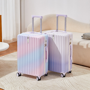 Ensembles de sacs de voyage à roulettes PC ABS + PC couleur dégradée au prix de gros valises de voyage ensembles de bagages avec porte-gobelet sacs de voyage - Product Image 1