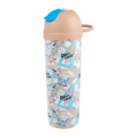 Bouteille d'eau en plastique à double paroi sans BPA, écologique, avec paille rabattable et bouchon en forme de crème glacée, 330 ml, pour camping et randonnée en extérieur