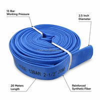 Selang Pemadam Kebakaran Kunan 2.5 Inch 65mm Lay Flat Sintetis Biru Bersertifikasi CE 13 Bar Konstruksi Pasokan Air Grosir