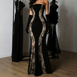 Vestido Tubo Elegante de Moda para Mujer, con Encaje, Estampado, sin Tirantes, con Mangas Desmontables, Ajustado, para Fiesta o Noche - Product Image 6