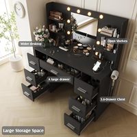Table de toilette MDF personnalisée OEM avec miroir LED et tabouret de maquillage – Mobilier de chambre moderne – Vente en gros directe usine