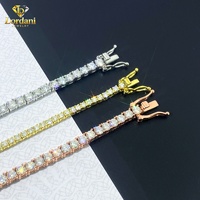 Bracelet Tennis en Argent Sterling 925 avec Moissanite VVS, Or Blanc, 2mm 3mm 4mm 5mm, pour Femme et Homme, Bijoux Fins, Cadeaux, Diamant de Laboratoire GRA