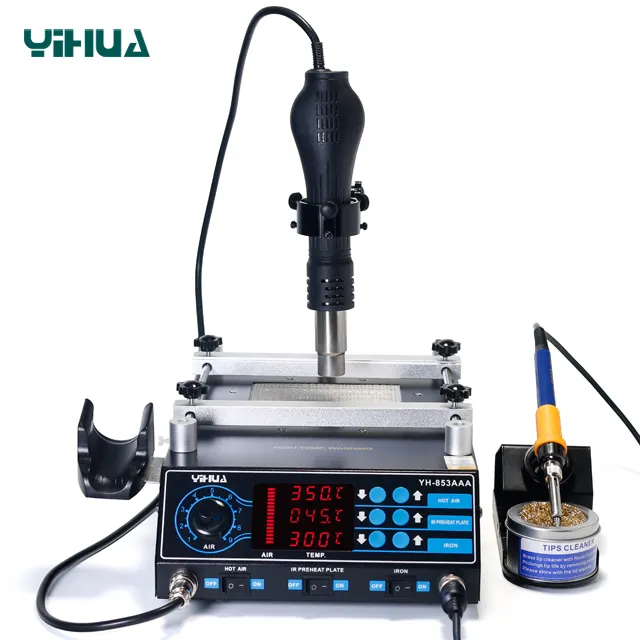 YIHUA 853AAA desoldering hot air 60W soldering iron BGA preheating station repairing soldering rework station