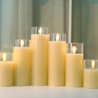 Bougies sans flamme scintillantes en verre, bougies piliers en cire véritable, bougies LED à piles avec télécommande et minuterie, décoration d'intérieur