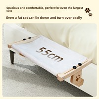 Hamac pour chat suspendu au rebord de fenêtre, avec cadre en bois massif, rembourrage en coton amovible et lavable, assemblé, peut être placé au sol