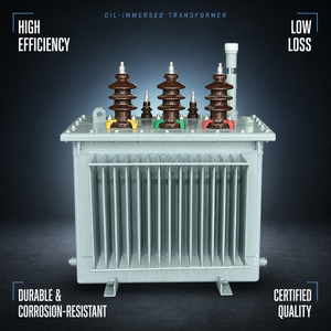 หม้อแปลงไฟฟ้าแบบจุ่มน้ำมัน 3 เฟส รุ่น S22-M-80 แรงดัน 10kV เป็น 400V แบบ Dyn11 ขดลวดทองแดง สำหรับสถานีไฟฟ้าย่อย S22-M-80/10-0.4KV - Product Image 1