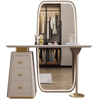 Ensemble de meubles sur pied personnalisé INS moderne, miroir éclairé pleine longueur, table de maquillage et de toilette écologique, panneau MDF