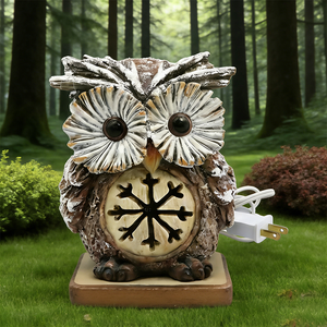 פסל ינשוף לבן עשוי שרף עם תאורת לד זוהרת לגינה, ליל כל הקדושים ומנורת שולחן לחג המולד - Product Image 2