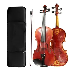 Violín NAOMI 4/4 Tallado a Mano, Violín Barroco Europeo Antiguo de Madera, Violino Maestro Stradi con Bonitas Flores Talladas, Instrumento de Cuerda - Product Image 1