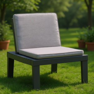 Chaise longue gris anthracite, structure en plastique, coussin en mousse, mobilier de jardin extérieur - Product Image 2
