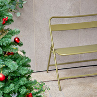 Chaise pliante en métal d'extérieur à dossier haut, double banc pour café et salon de thé, usage de loisirs