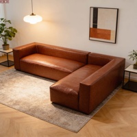 Canapés d'angle modulaires italiens modernes, ensemble de canapés sectionnels en cuir marron rétro pour la maison, l'appartement, le salon, l'hôtel, le bureau, le hall
