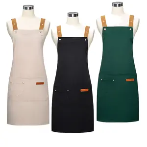 Korean fashion men's and women's pure color halter apron Kitchen home cooking work clothes small apron Coffee shop apron