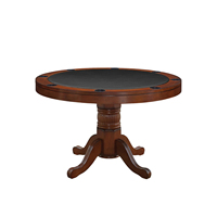 Table de poker moderne en bois massif écologique de 48 pouces avec 8 porte-gobelets intégrés, plateau en feutre noir et base sur piétement pour la maison, le bureau ou la salle de bain