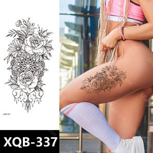 Pegatinas de Tatuajes Temporales Serie XQB, Diseño Personalizado de Chica Sexy con Flores Negras, Papel Impermeable para Aplicación en el <span class=keywords><strong>Brazo</strong></span>, Impresión Serigrafiada - Product Image 2