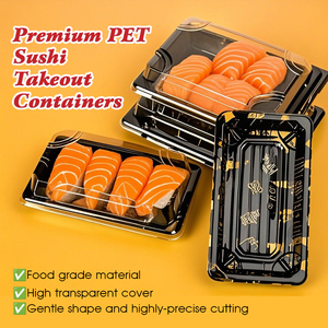 Lấy ra thực phẩm <span class=keywords><strong>container</strong></span> <span class=keywords><strong>Sushi</strong></span> khay có nắp đậy nhựa dùng một lần <span class=keywords><strong>Sushi</strong></span> Takeaway bao bì hộp - Product Image 5
