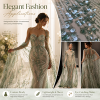 Tissus de luxe neufs en tulle, sequins et dentelle avec perles pour robes de mariée de style européen et français, directement de l'usine du fabricant