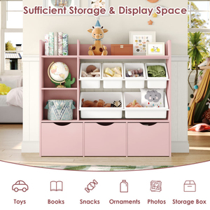 Estantería rosa para niños con 6 contenedores de almacenamiento, organizadores de juguetes multiusos, estantería con <span class=keywords><strong>3</strong></span> cajones para dormitorio, guardería, sala de juegos - Product Image 5
