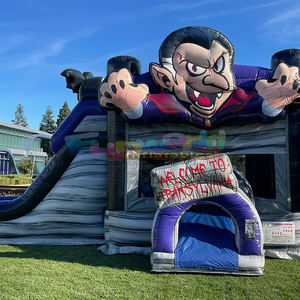 Château gonflable Dracula Moonwalk, combo toboggan aquatique, château gonflable commercial pour Halloween, château gonflable pour enfants - Product Image 2