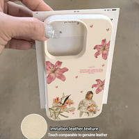 Nouvelle coque de téléphone en imitation cuir avec motif de fleurs peintes à l'huile pour iPhone 18 13 11 XR 17 13 Pro Max