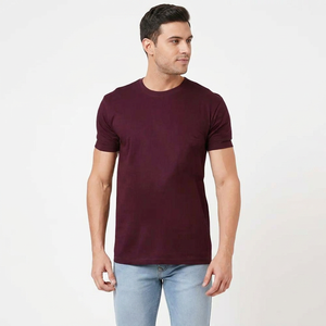 T-shirt basique pour homme en coton 100% de haute qualité, étiquette de col privée, col rond, vente en gros - Product Image 1