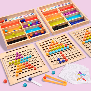 Jouets éducatifs en bois : Kits de perles colorées à clipser, jeux de société d'apprentissage pour enfants, garçons et filles - Product Image 1