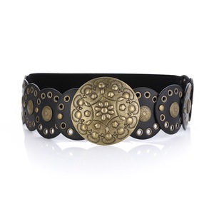 Ceinture en tissu vintage Tiyo pour femme, noire, élastique, avec boucle à ardillon, 4,0 cm, pour jupes, collection Printemps 2026 - Product Image 1