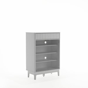 Armoire à chaussures moderne en bois blanc avec design multi-compartiments à ouverture par pression - Product Image 2