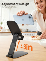 Support de téléphone pliable ultra-fin Lamicall STDP03, format de poche, support de téléphone portable pour bureau, hauteur réglable, support de voyage portable