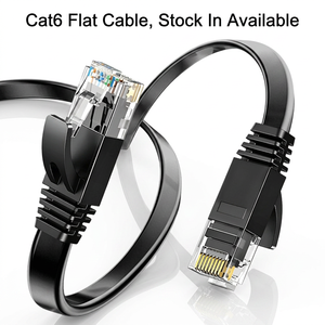 Cable Ethernet Plano Cat6 32AWG RJ45 UTP, Cable de Red de Cobre Desnudo, Negro, 0.5m-30m, OEM ODM - Product Image 1