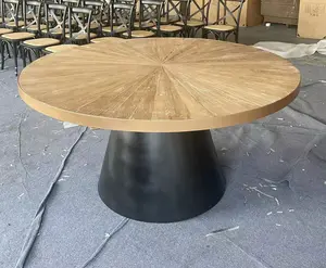 Мебель для столовой конус пьедестал круглый деревянный минималистский 8-местный обеденный стол, металлическая мебель для ресторана, домашняя мебель