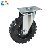 Roues pivotantes industrielles en caoutchouc de 5 pouces avec frein, capacité de 150 kg, pour chariots et chariots à outils en fer