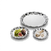 Assiettes en argent poli, assiettes à dîner en acier inoxydable 304, plateau à dessert, support à gâteau style Instagram, plateau de rangement pour bijoux