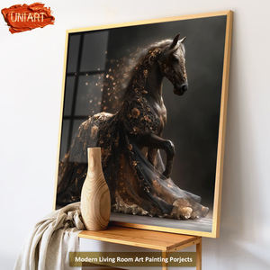 Impression d'art moderne de <span class=keywords><strong>cheval</strong></span> noir, <span class=keywords><strong>peinture</strong></span> de <span class=keywords><strong>cheval</strong></span>, décoration murale, art <span class=keywords><strong>abstrait</strong></span> équestre, toile d'art animal, affiche de toile équestre brillante - Product Image 2